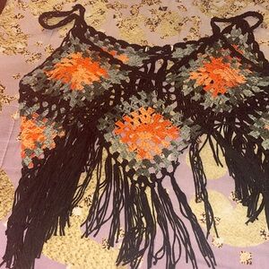 Crochet tank top with tassels